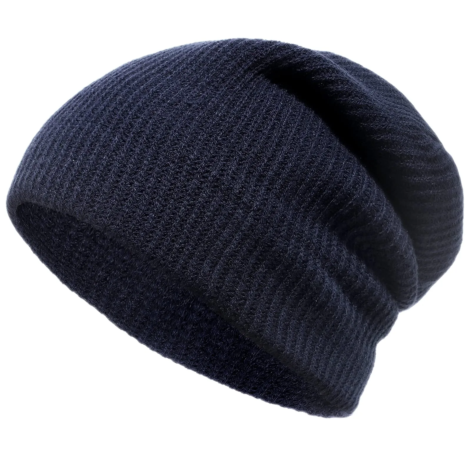 Womens Winter Knitted Beanie Hats Reversible Soft Warm Hat for Men