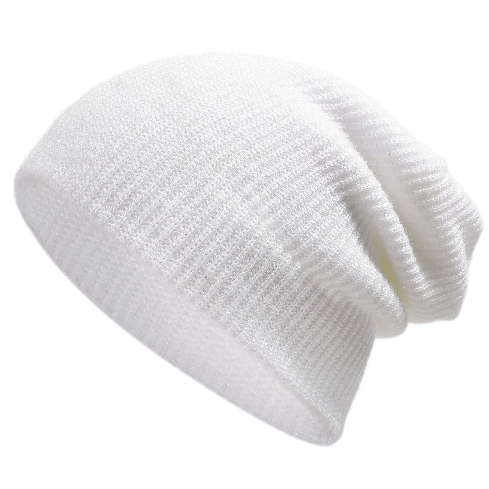 Womens Winter Knitted Beanie Hats Reversible Soft Warm Hat for Men