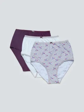 Wunderlove Burgundy Full Briefs Pack of Three