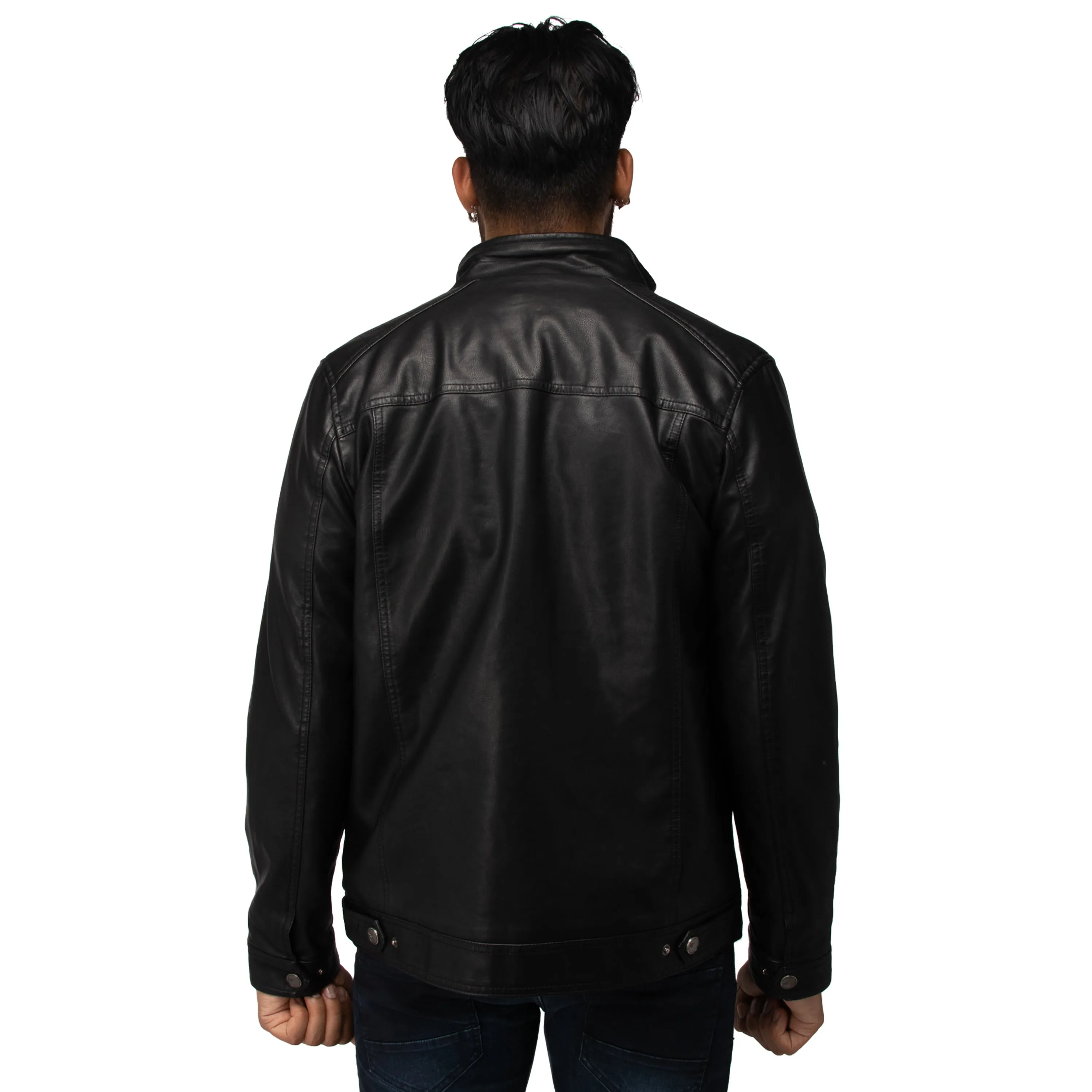 X RAY Men's Utility Leather Jacket With Faux Shearling Lining