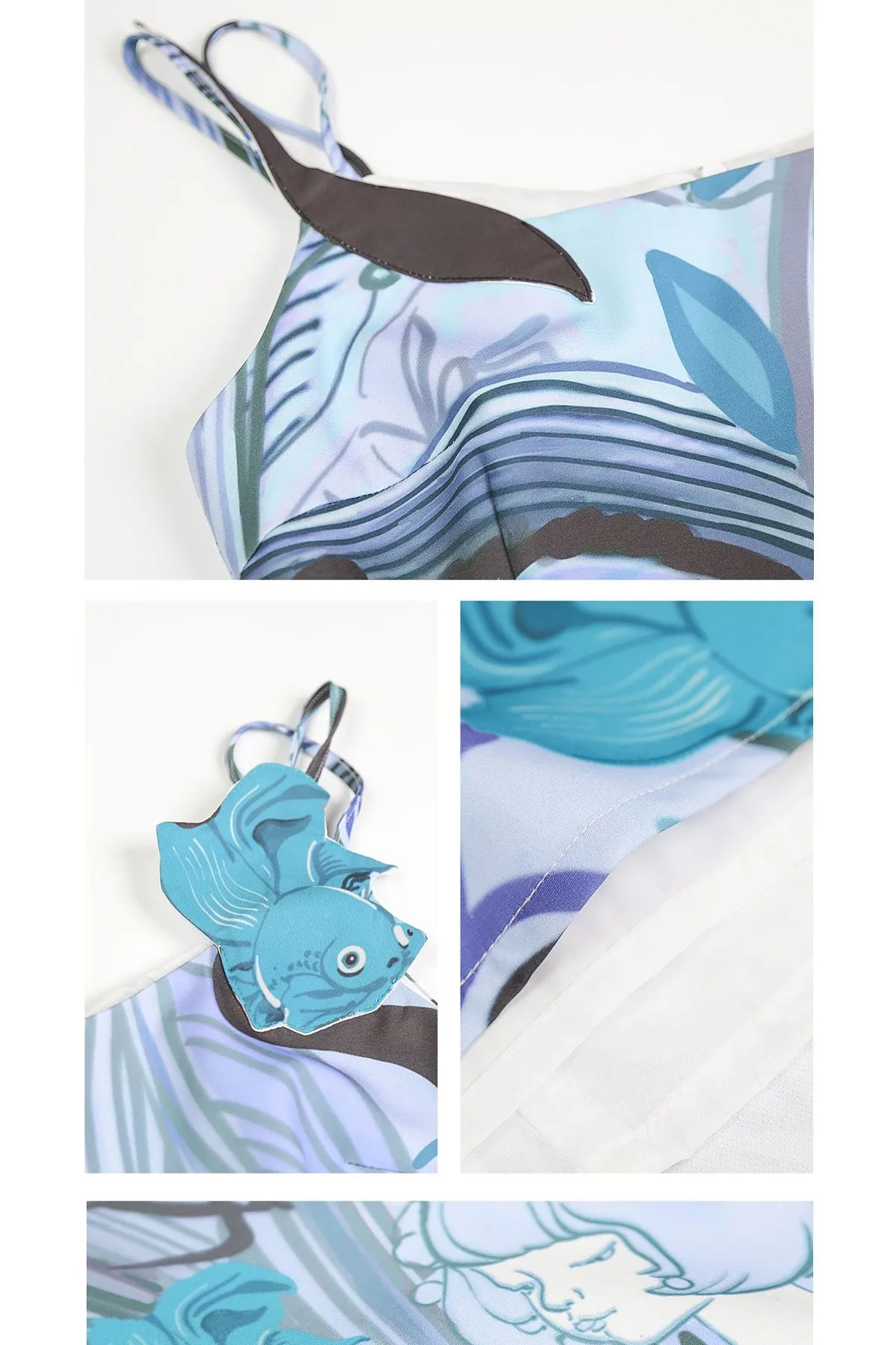 XUNRUO | Blue Fish Patch Handkerchief Dress